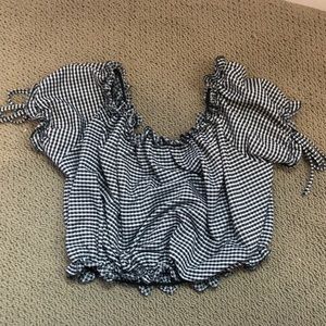 Off the shoulder checker top